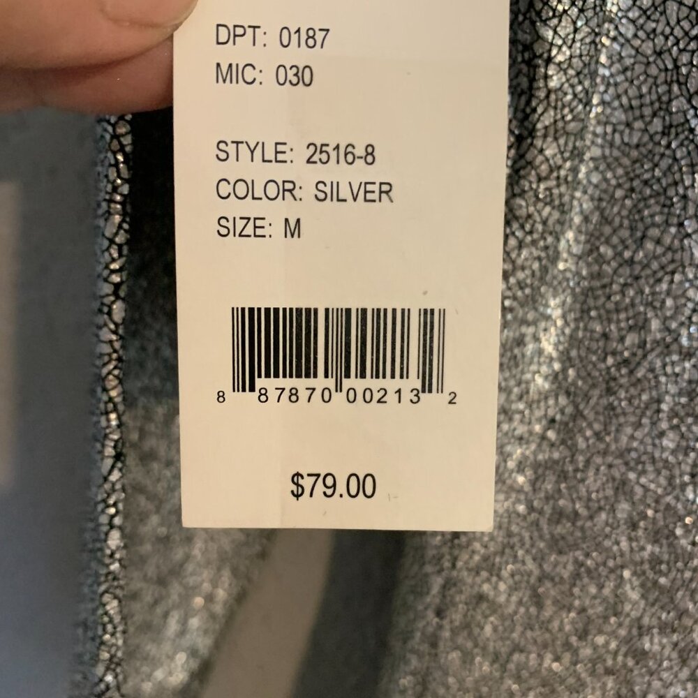 NEW Gibson Latimer  Metallic Silver Dress Crackled Cobweb Pattern Cocktail Party - Picture 10 of 11